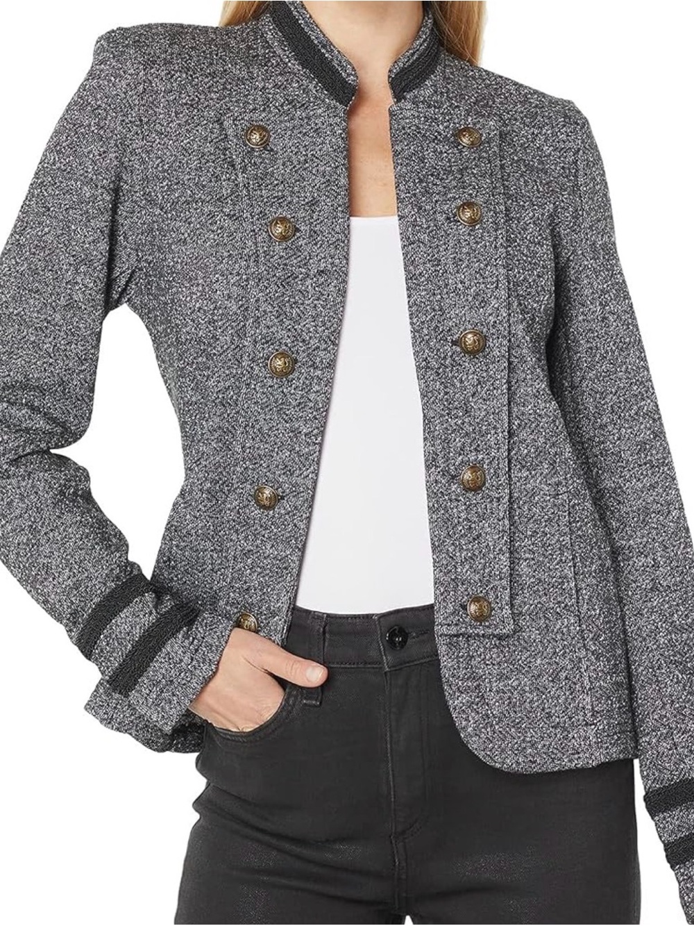 Tommy Hilfiger Womens L Napoleon Band Military Jacket Equestrian Dark Academia